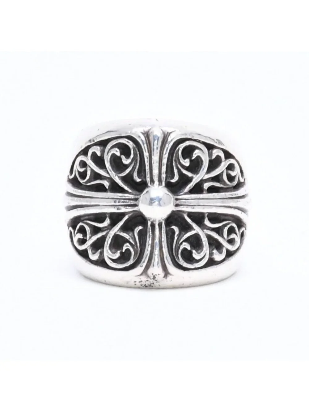 Chrome Hearts Classic Oval Cross Black Sling 925 Sterling Silver